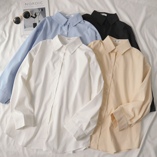 (8컬러) 기본셔츠 남방 블라우스 루즈핏 레이어드 봄셔츠 베이직 심플 필수템